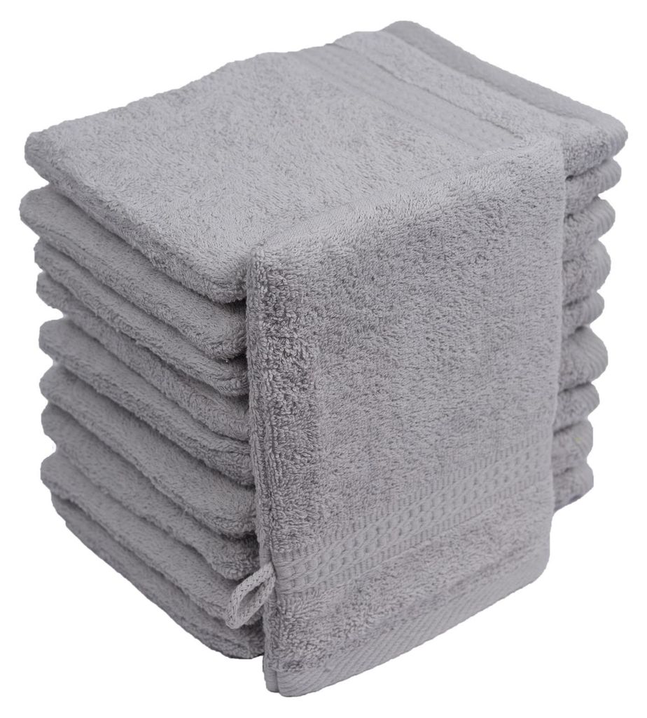Waschhandschuhe Waschlappen 10er Set Silber / Hellgrau 100 Produktbild 
