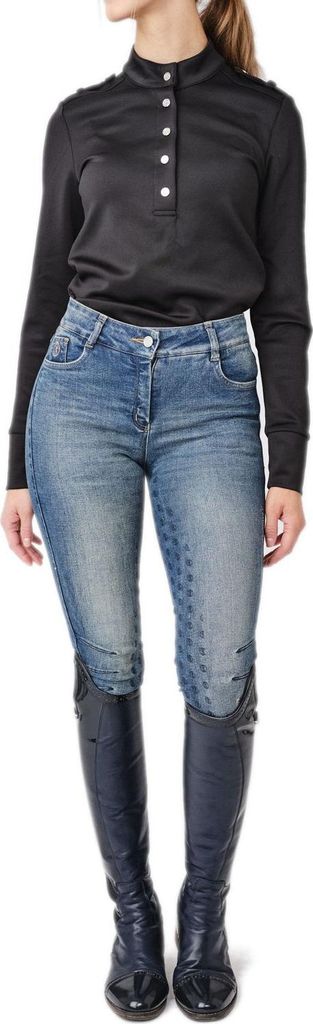 PS of Sweden Reithose Damen Full-Grip Maggie FS 2023 Jeansreithose Vollbesatz Blue Denim 34