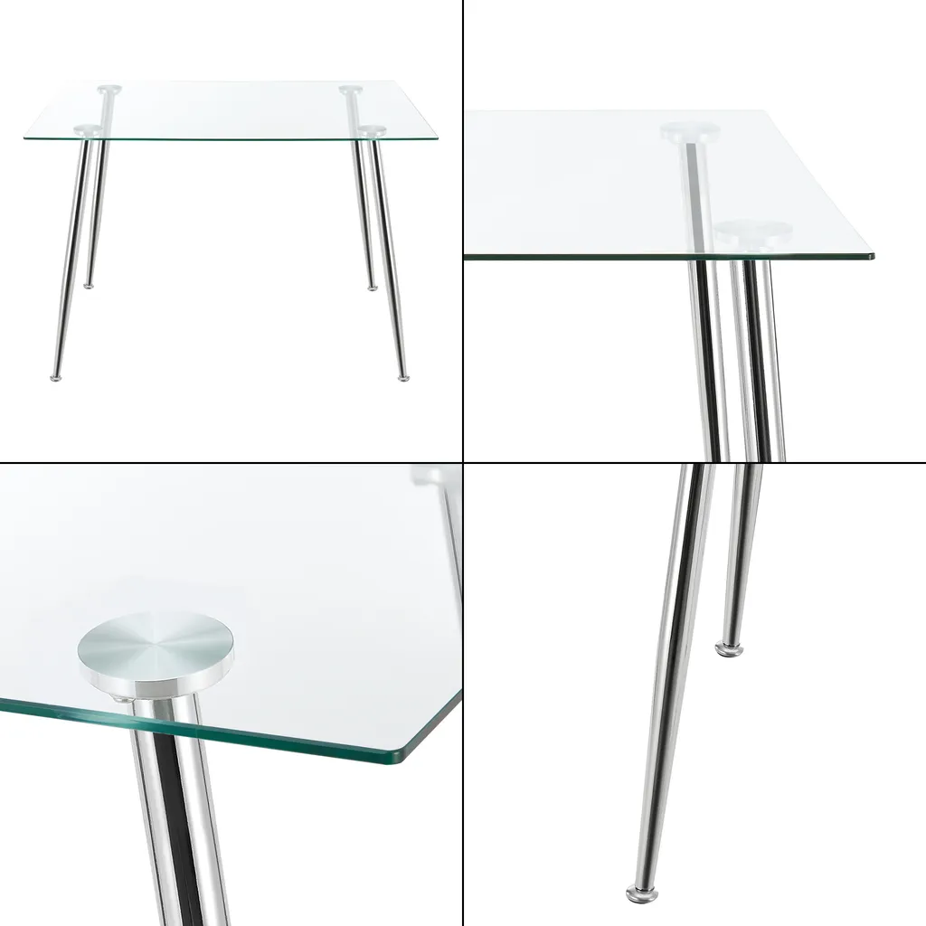 Table en Verre Hyrynsalmi Chrome avec Structure Renforcée et Design - 7