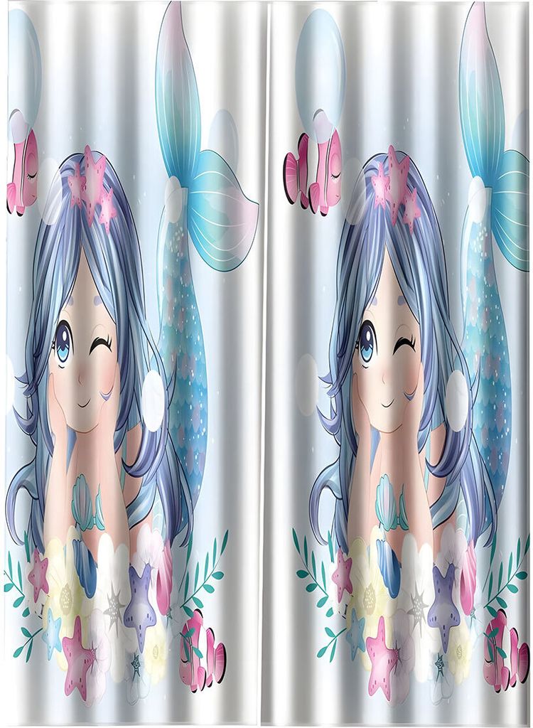 Fertige Kindervorhänge 75x166cm - Meerjungfrau