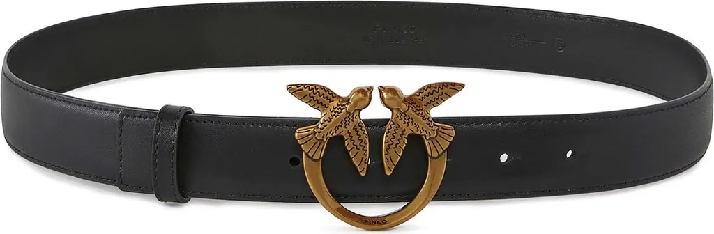 Cintura PINKO Love Berry H3 Pelle Nera Fibbia Oro Antique W95