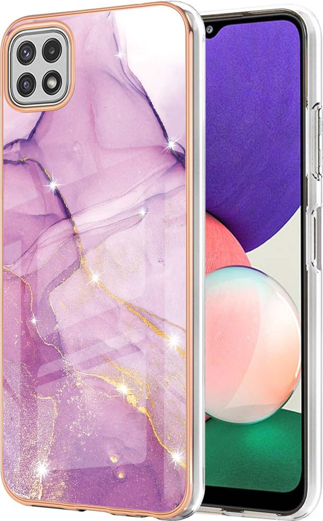 Galaxy A22 5G Hülle, Ultra Dünn Marmor Handyhülle Anti-Shock Soft TPU Bumper Schutzhülle für Samsung Galaxy A22 5G Rosa