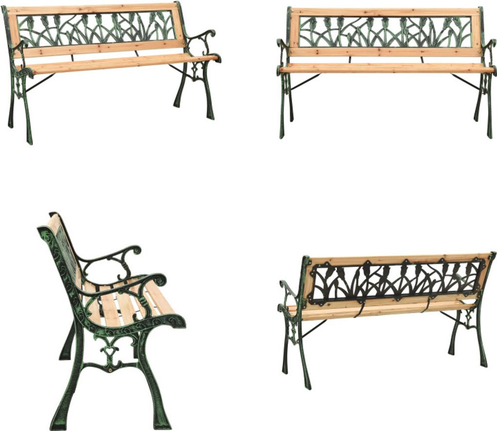 vidaXL Gartenbank 122 cm Gusseisen und Massivholz Tanne - Gartenbank - Gartenbänke - Terrassenbank - Terrassenbänke