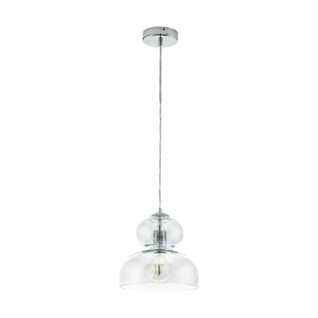 Suspension design ULLASTE verre fumé et chrome bleu Ø25cm effet miroir