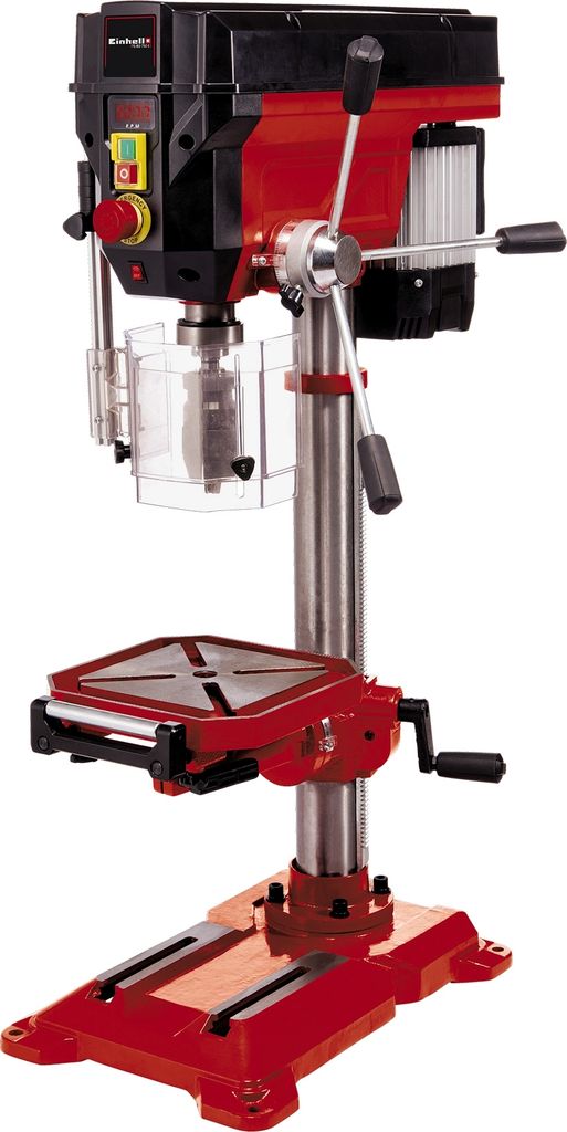 A red and black Einhell drill press is shown against a white background.