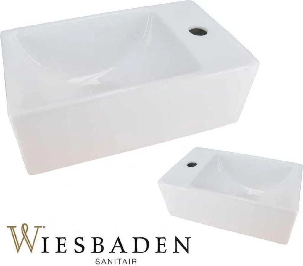Lavabo Rettangolare Piccolo 30x18 RHEA Bianco - Design Vetroceramica XXS