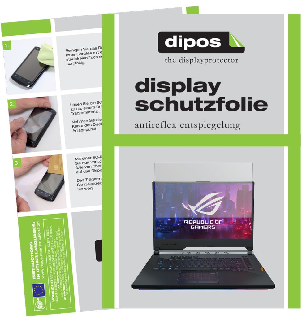 2x Schutzfolie für Asus ROG Strix Scar III G531GW-AZ150T matt Displayschutzfolie Folie Display Schutz dipos
