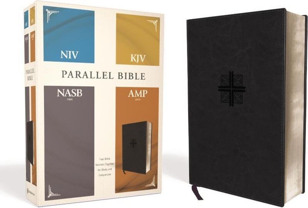 Niv, Kjv, Nasb, Amplified, Parallel Bible, Leathersoft, Black
