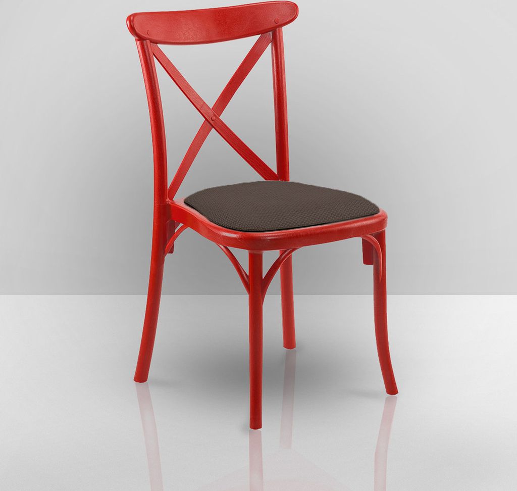 4er-Set PORTO | Bistro Kunststoffstuhl | Rot | Kunststoff | Stapelbar | Gastro Gartenstuhl, Stapelstühle Outdoor, Bistro Terrassenstuhl