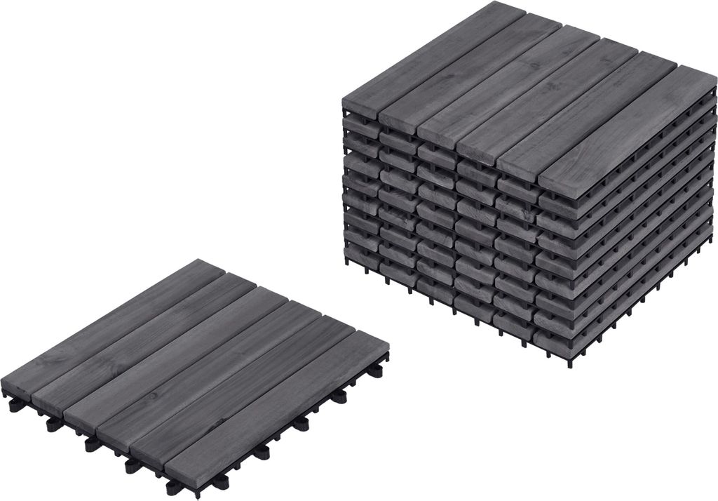 BELIANI Terrassenfliesen Grau es Akazienholz Wetterbeständig Wetterfest Outdoor Klickfliesen Gartenfliesen Holzfliesen für Garten
