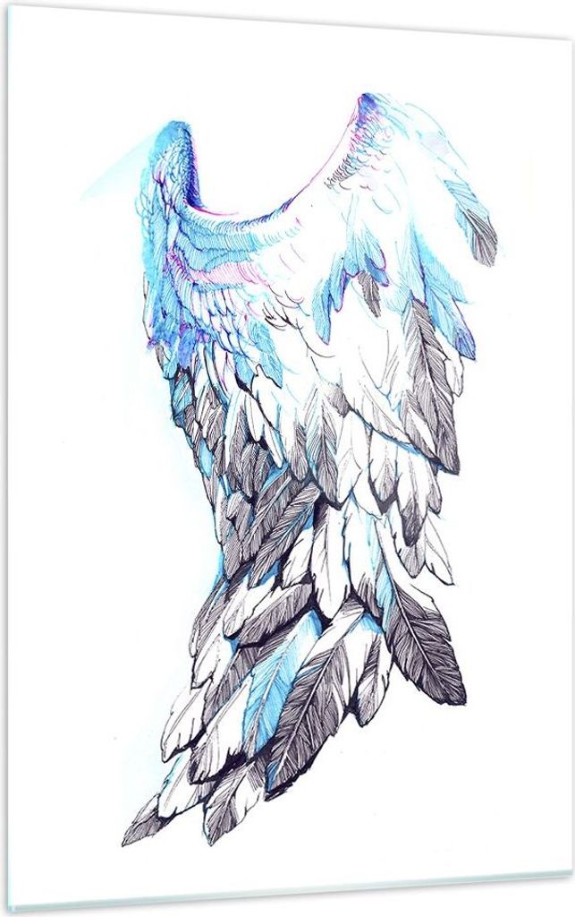 Bilder auf glas - Einteilig - Flügel Federn Perfektion Reinheit - 50x70cm - Glasbilder - Wandbilder - Bilder - Wanddekoration aus Glas - Glas Bild...