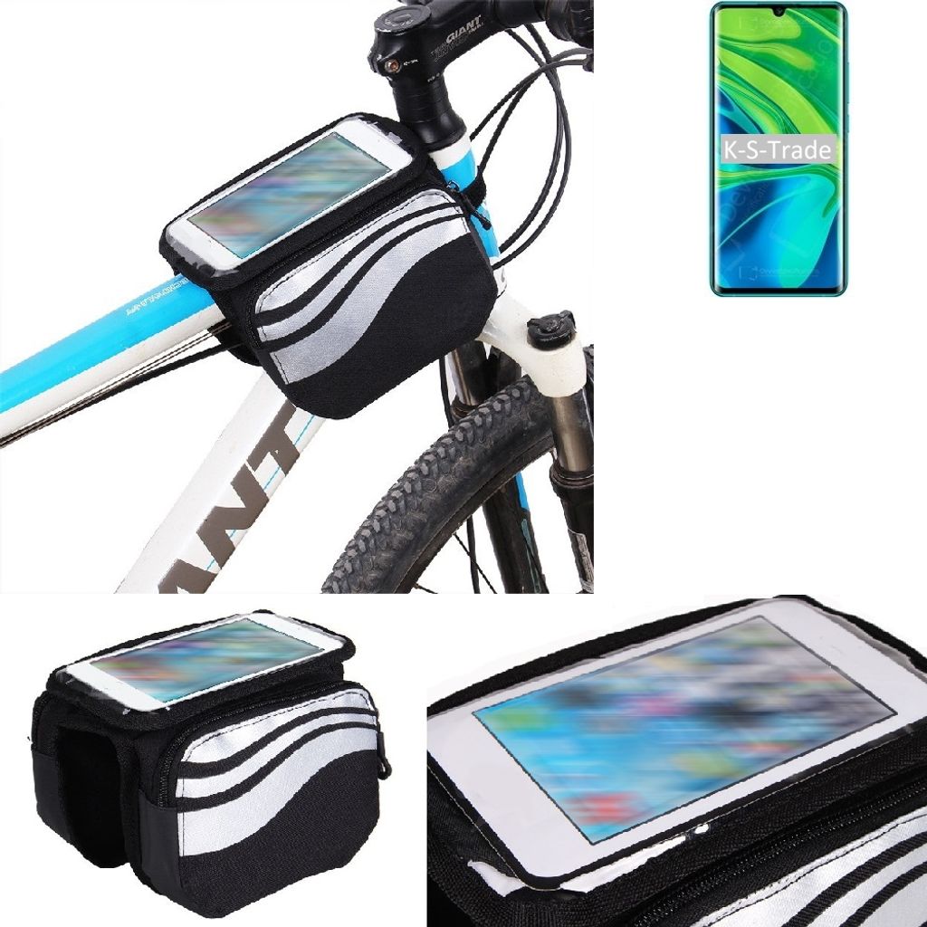 K-S-Trade Rahmentasche Fahrrad-Halterung kompatibel mit Xiaomi Mi Note 10 Rahmenhalterung Fahrrad Handyhalterung Fahrradtasche Handy Smartphone