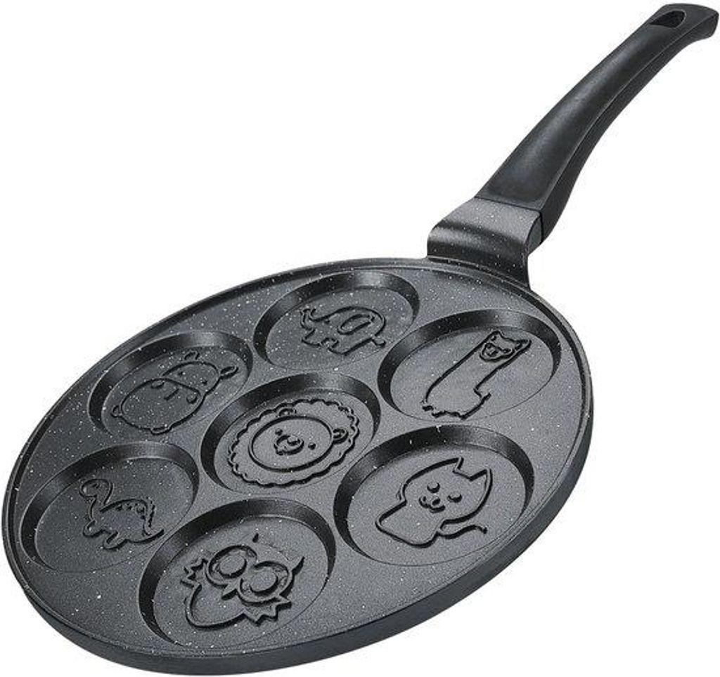 Pancake-Pfanne 26 cm für Induktion, 7 Tiermotive, Aluguss Produktbild 
