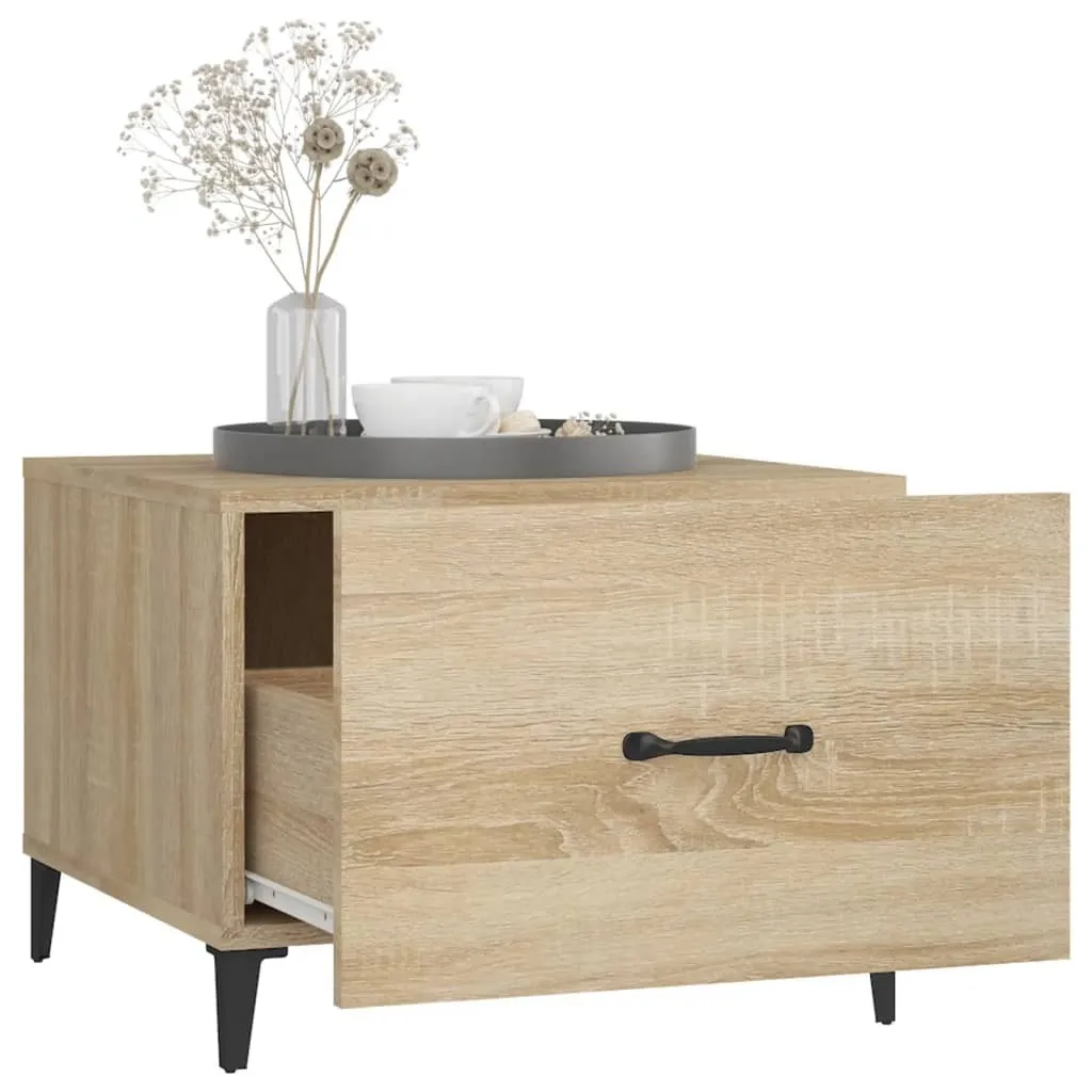 Acquista SYFAX Tavolino Basso 50x50 Rovere Sonoma e Metallo Online - 4