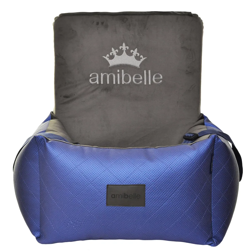Seggiolino Auto per Cani Professionale | Pelle Finta High Blue Lavabile