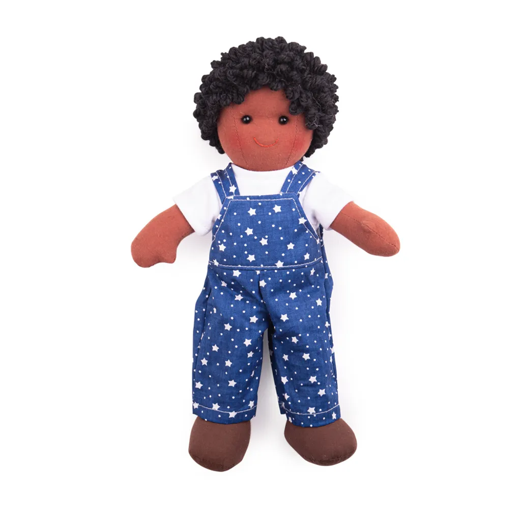 Poupée Leon BigJigs : doudou en tissu bleu 28cm pour sieste et éveil