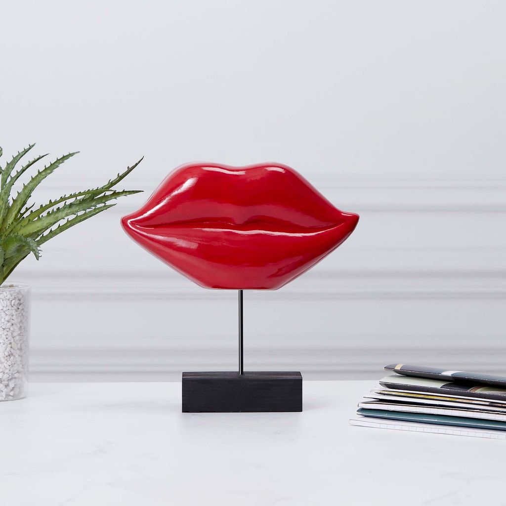 Dekorativer Tischartikel – Rote Lippen, 20 cm hoch