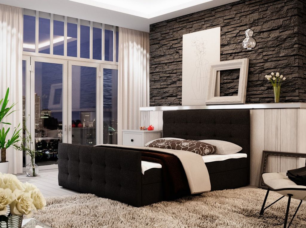 Boxspring-Doppelbett VASILISA 2 – 200x200, Anthrazit