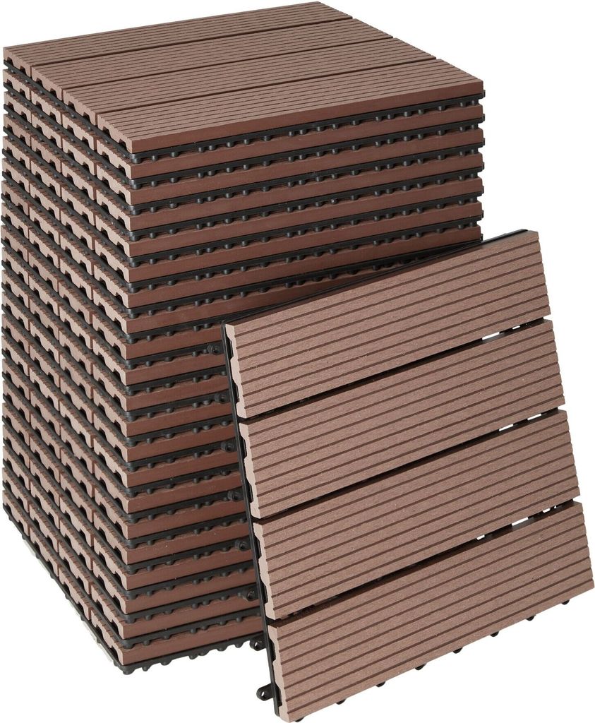 tectake Terrassenfliesen Tegulas 22er Set im Klicksystem 31 x 31 x 2,2 cm