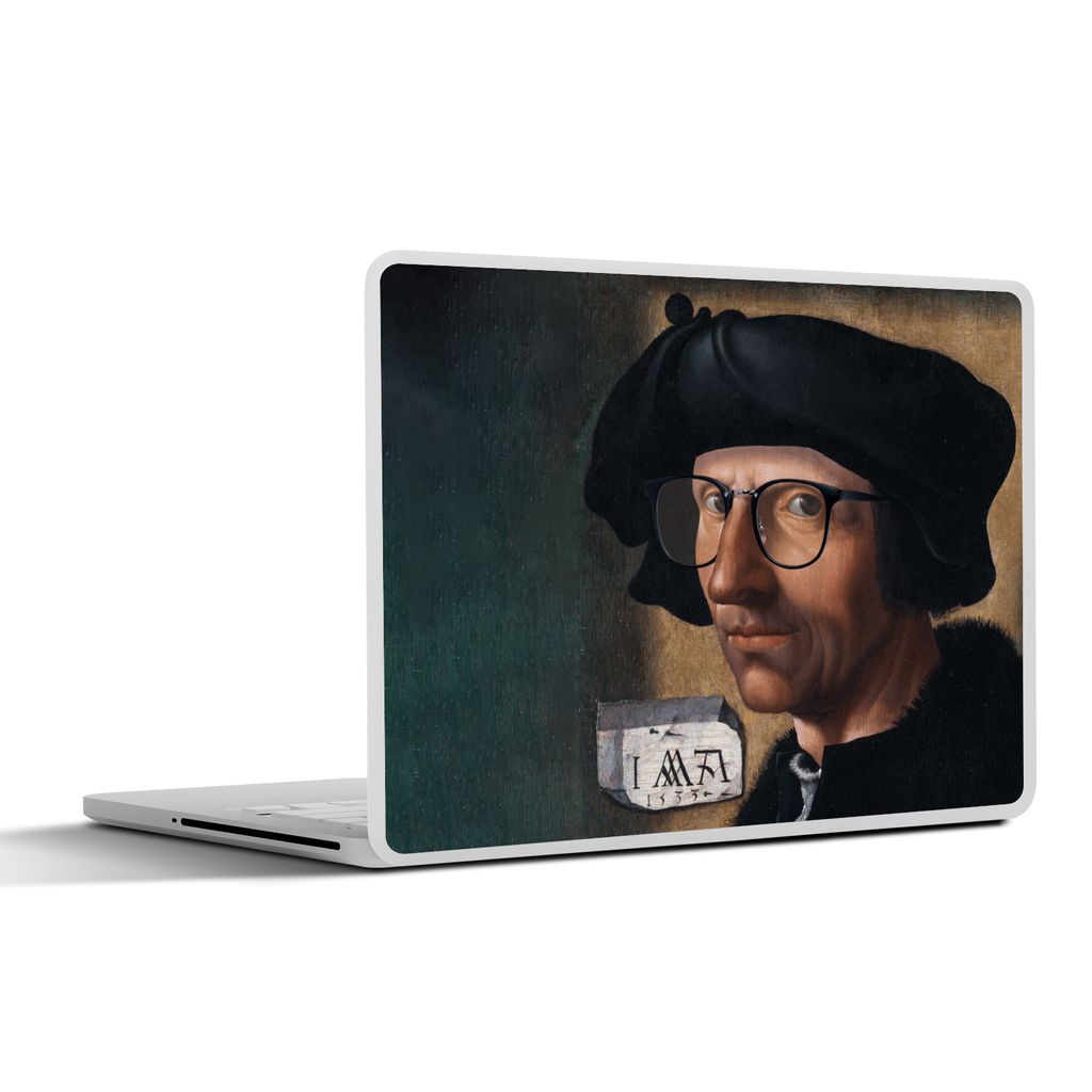 MuchoWow Laptop Aufkleber Sticker Cover Selbstporträt - Jacob Cornelisz van Oostsanen - Brille 31x22.5 cm - Laptop-Deko
