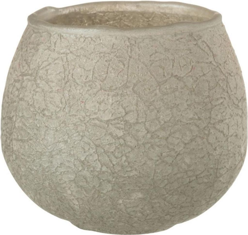 J-Line J-Line Teelichthalter Rissig Kugel - Glas - Grau - Ø 10 Cm
