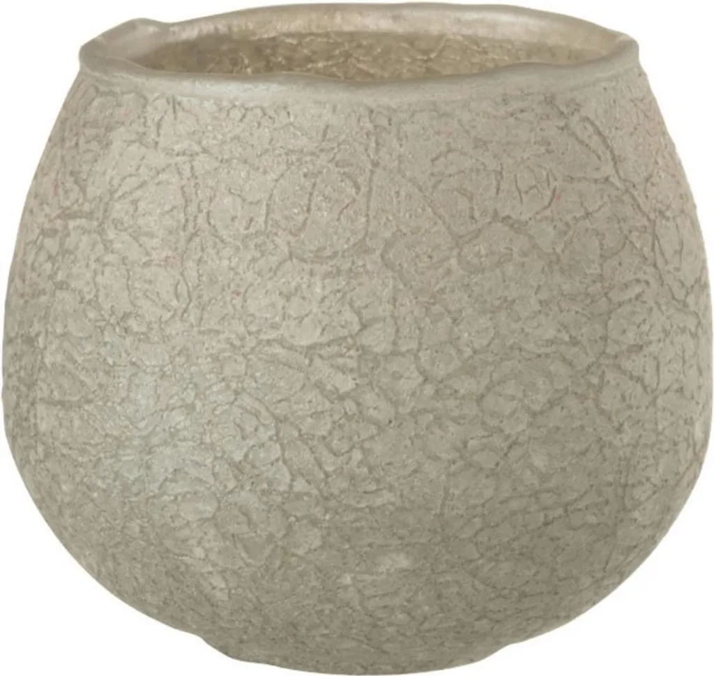 Bougeoir de Table Décoratif J-Line en Verre Gris Effet Fissuré 10 cm