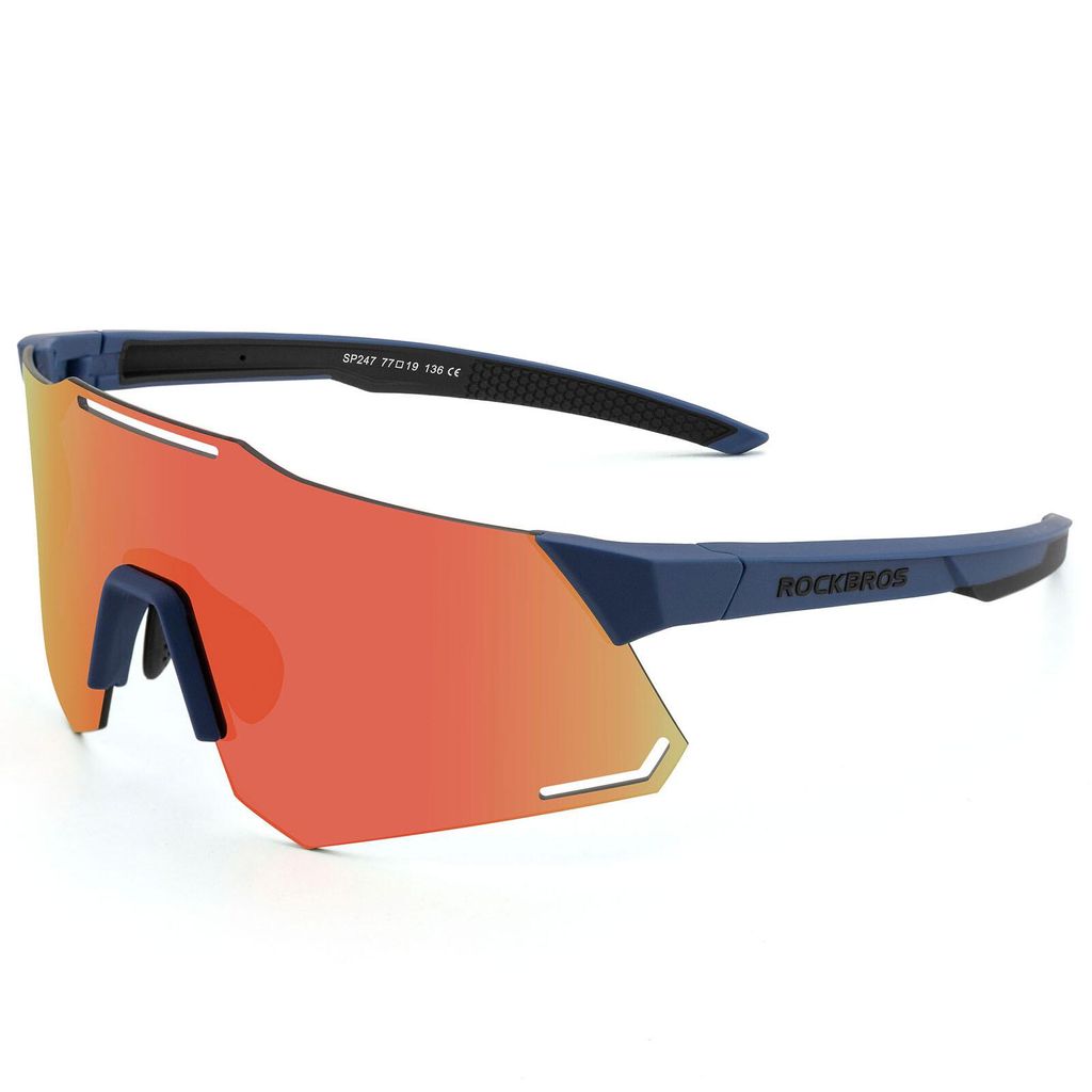ROCKBROS Fahrradbrille Sonnenbrille polarisiert Sportbrille für Damen und Herren UV400 Schutz, echtes Rot