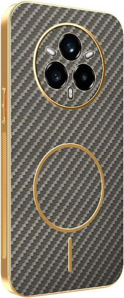 MagSafe Hülle für Realme 14 Pro Plus - Phonesta Luxury Carbon Fiber Back Cover - Braun