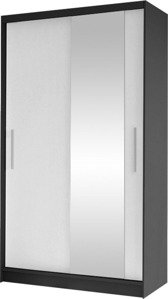 MIRJAN24 Schiebetürenschrank Costa VI, Kleiderschrank, Stilvoll Schlafzimmer Garderobenschrank (Farbe: Schwarz / Weiß)