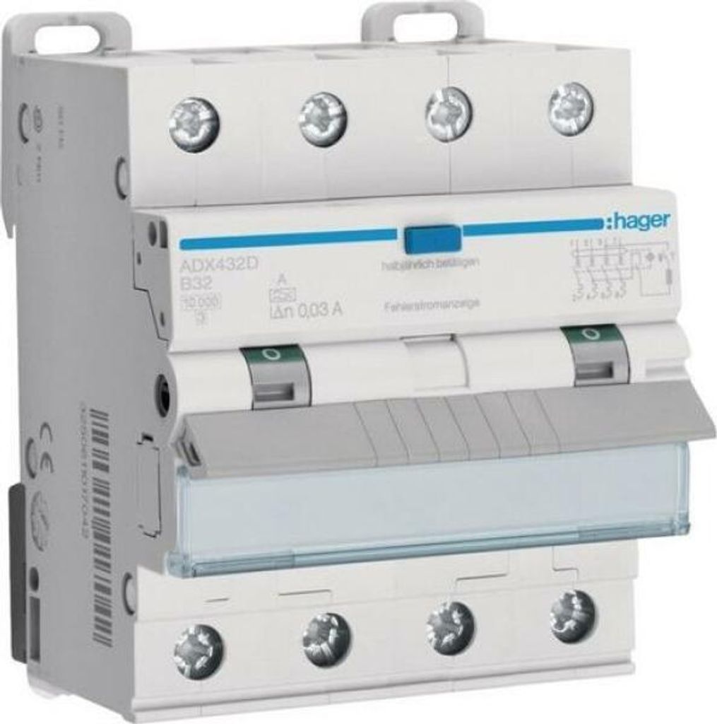 Hager Fi-LS 4P 10kA B-32A 30mA ADX432D Typ A