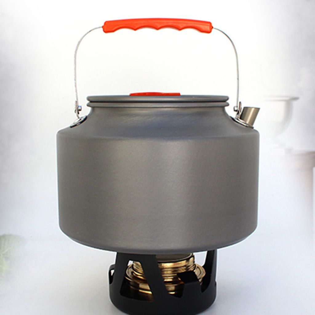 Camping-Wasserkocher, tragbar, 2,2 l, große Kapazität, Aluminiumlegierung, hochfest, verschleißfest, Wander-Teekanne für den Außenbereich, Orange