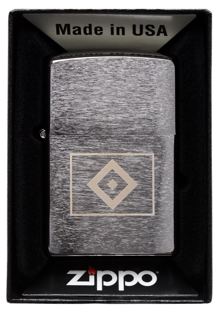Zippo Feuerzeug Hamburger SV Chrom Satin gebürstet mit HSV Raute Logo