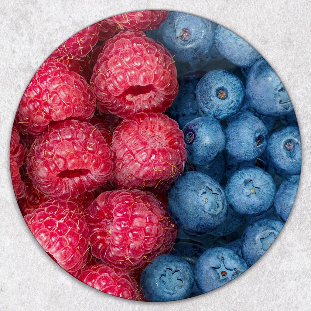 Glas-Herdabdeckplatten Glaskeramikkochfeld-Abdeckung Spritzschutz Glas Runden Schneidebrett fi40 cm - Himbeeren Beeren Obst Farbe