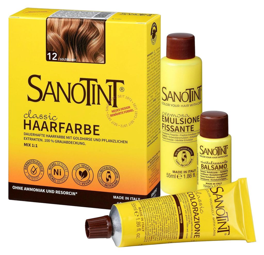 Sanotint Haarfarbe permanente Haarcoloration schonende Formel