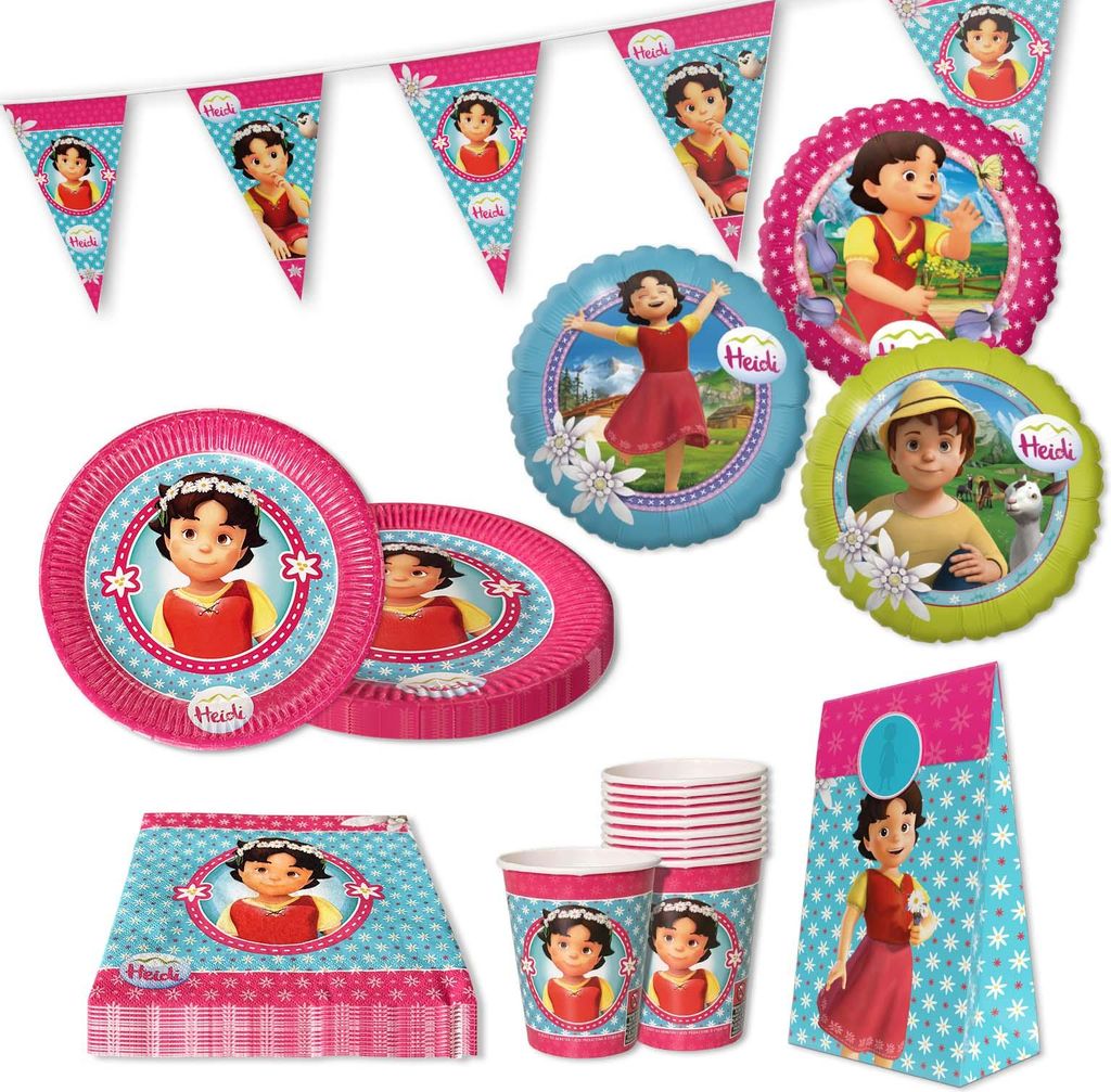 Heidi 61-tlg. Party Set – Geburtstag Deko mit Bechern Produktbild 