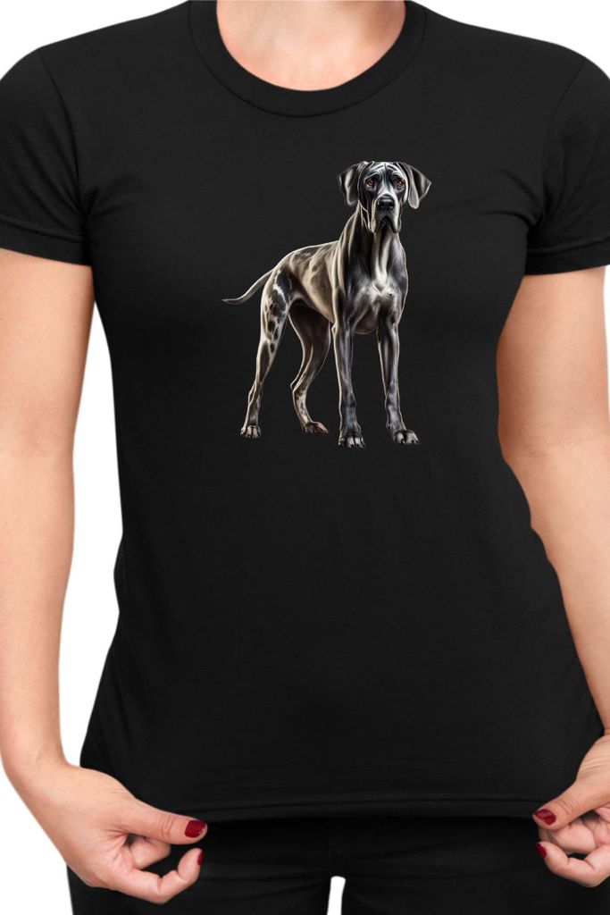 Damen T-Shirt Dogs Breeds Great Dane Dog Breed 005, Lady S / Schwarz
