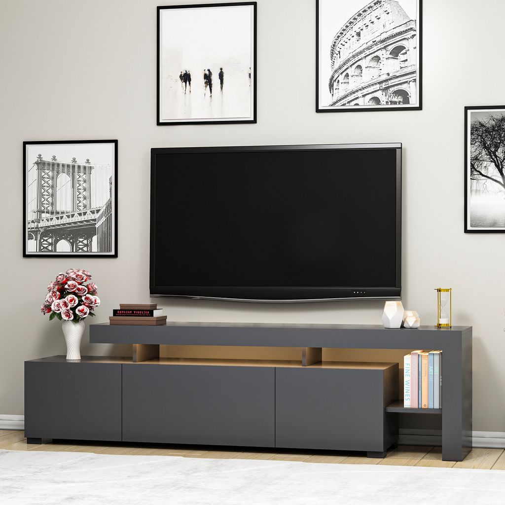 Skye Decor, Beliz- Beliz NRC, Anthrazit, TV-Schränke, 53x192x37 cm, 100% Melaminbeschichtete Partikelplatte