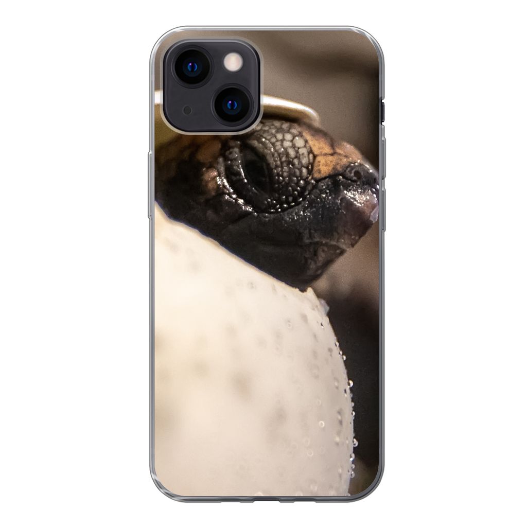 MuchoWow Handyhülle Schutzhülle Hülle für iPhone 13 mini Schildkröte - Baby - Ei Silikon Softcase Handy Hülle - Softcase