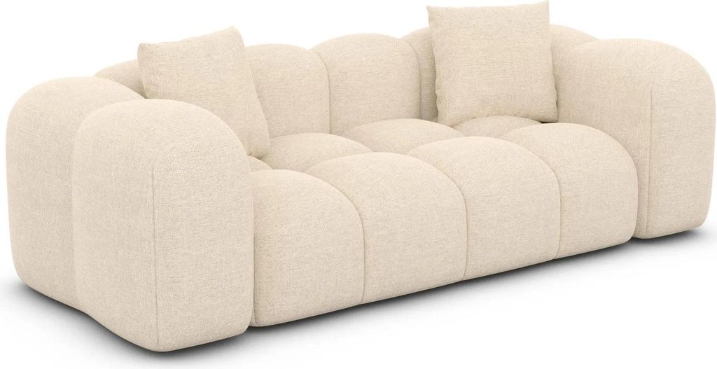Strukturstoff 2-Sitzer Couch Valora Creme