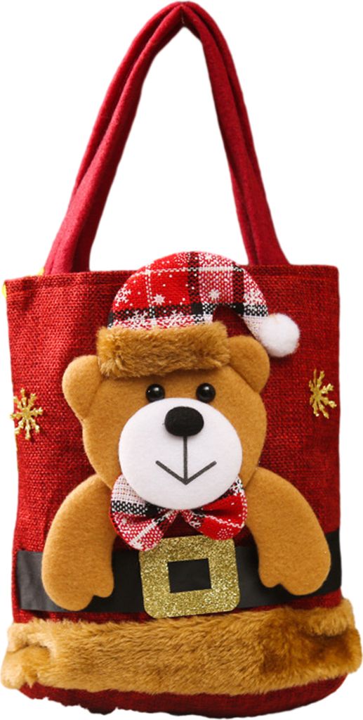 Weihnachtsgeschenk-Handtasche,tragbarer Griff,Cartoon-3D-Weihnachtsmann, Schneemann,Lebensmittel,Leckereien,Süßigkeiten, Partygeschenk, Geschenkt...