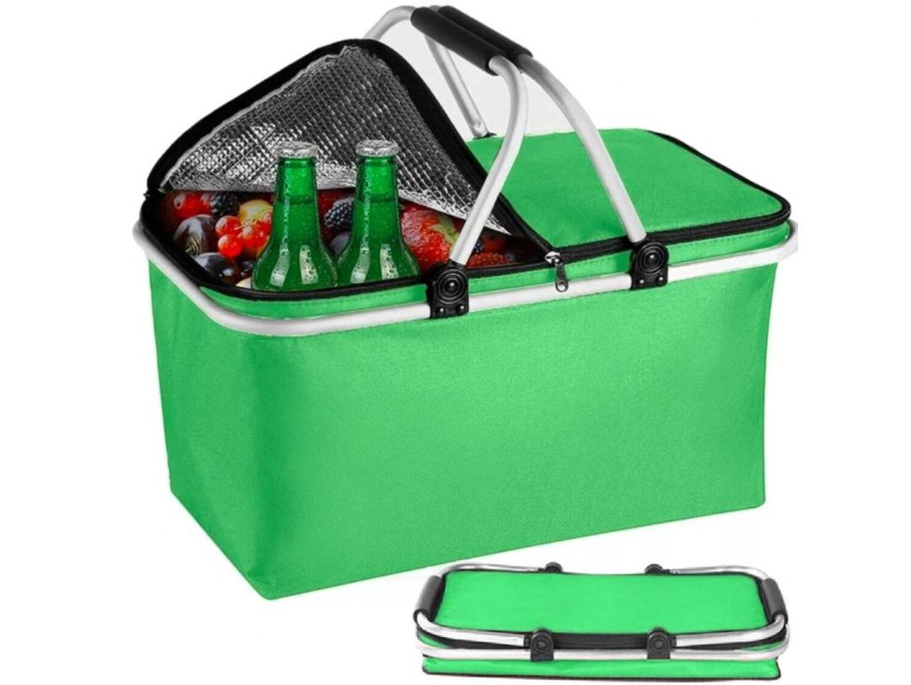 Grüner Faltbarer Picknickkorb Thermischer Einkaufskorb