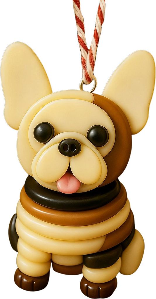 Bulldoggen-Ornament-Set im französischen Stil mit Knopfverschluss: Welpen-Anhänger zum Aufhängen, Heimdekoration für Partys und Weihnachtsfeiern