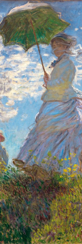Claude Monet Kunstdruck Bild - Frau Mit Sonnenschirm, Madame Monet Mit Ihrem Sohn, 1875 (91 x 30 cm)