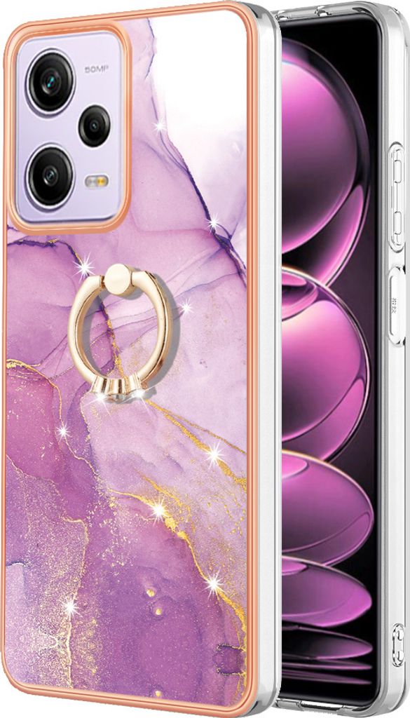 Hülle für Xiaomi Poco X5 Pro/Redmi Note 12 Pro 5G Muster TPU Silikon Stoßdämpfer Bumper Schutzhülle mit Ring Ständer Pink