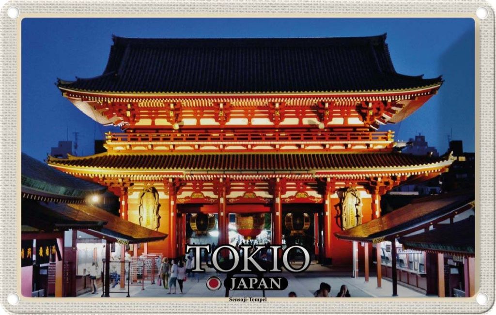 vianmo Blechschild 12x18 cm Tokio Japan Sensoji-Tempel Bildmotiv Reisemotiv Abenteuer Reisen
