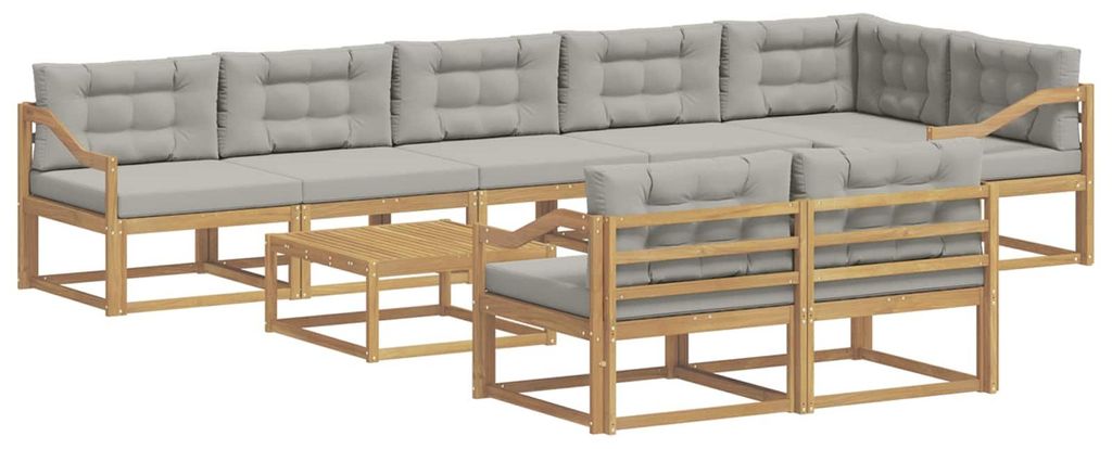 vidaXL Outdoor-Sofagarnitur 9 pcs Weiß und Hellgrau 79 x 79 x 37 cm