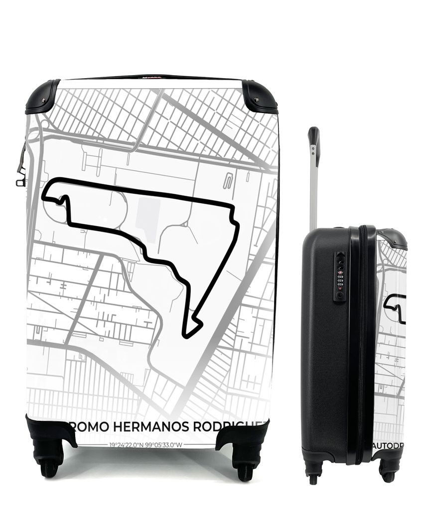 MuchoWow Koffer Handgepäck Trolley Rollkoffer Kleine Reisekoffer mit 4 Rollen - Mexiko - Rennstrecke - Autodromo Hermanos Rodriguez - Formel 1 -...