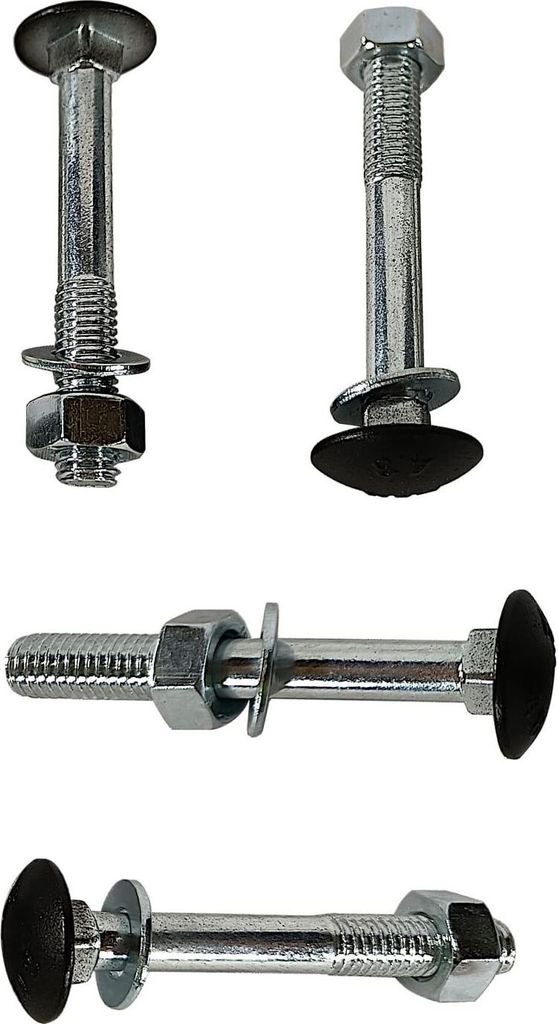 Schlossschrauben M8 x 60 4 Stück mit U-Scheiben und Muttern · für Ladenbänder · Torbandschrauben · Flachrundschrauben