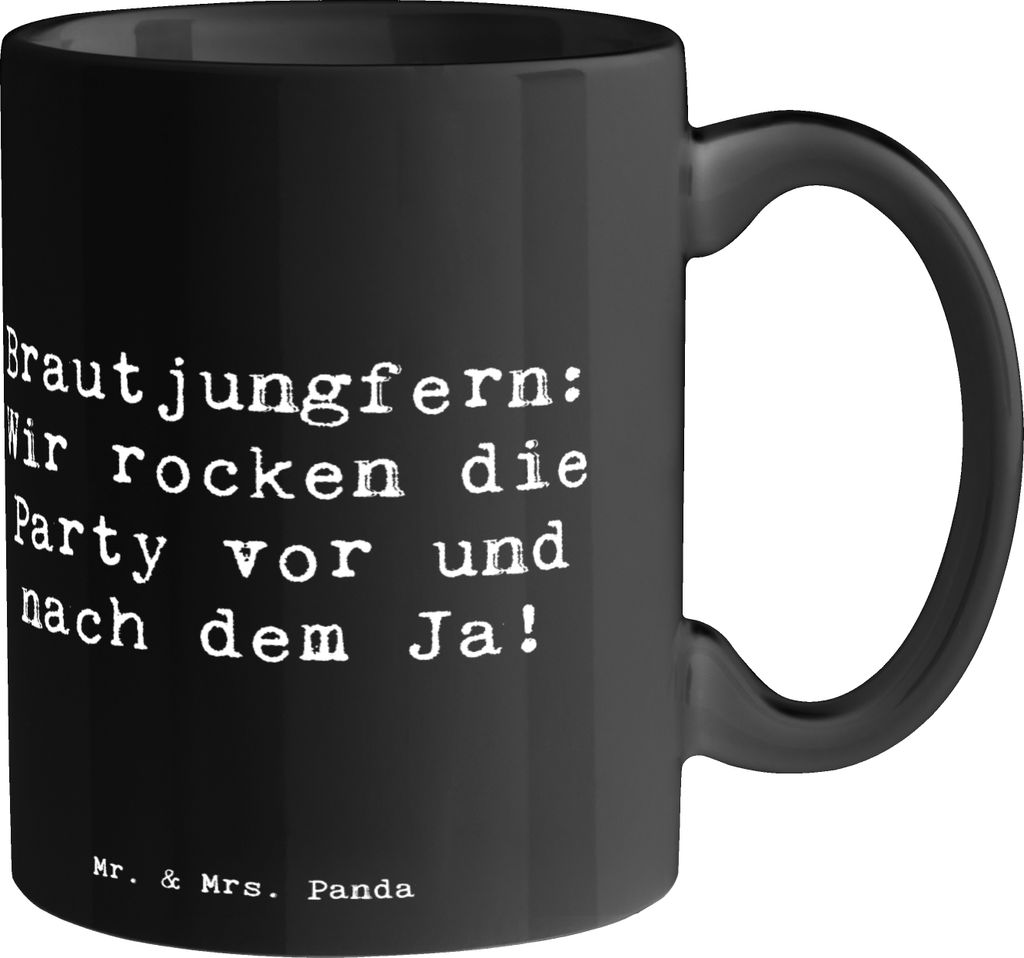 Mr. & Mrs. Panda Kaffeebecher Spruch Brautjungfern Party - Schwarz - Geschenk, Heirat, schöne tasse, Trinkbecher, gemeinsame Erlebnisse, Heiraten,...
