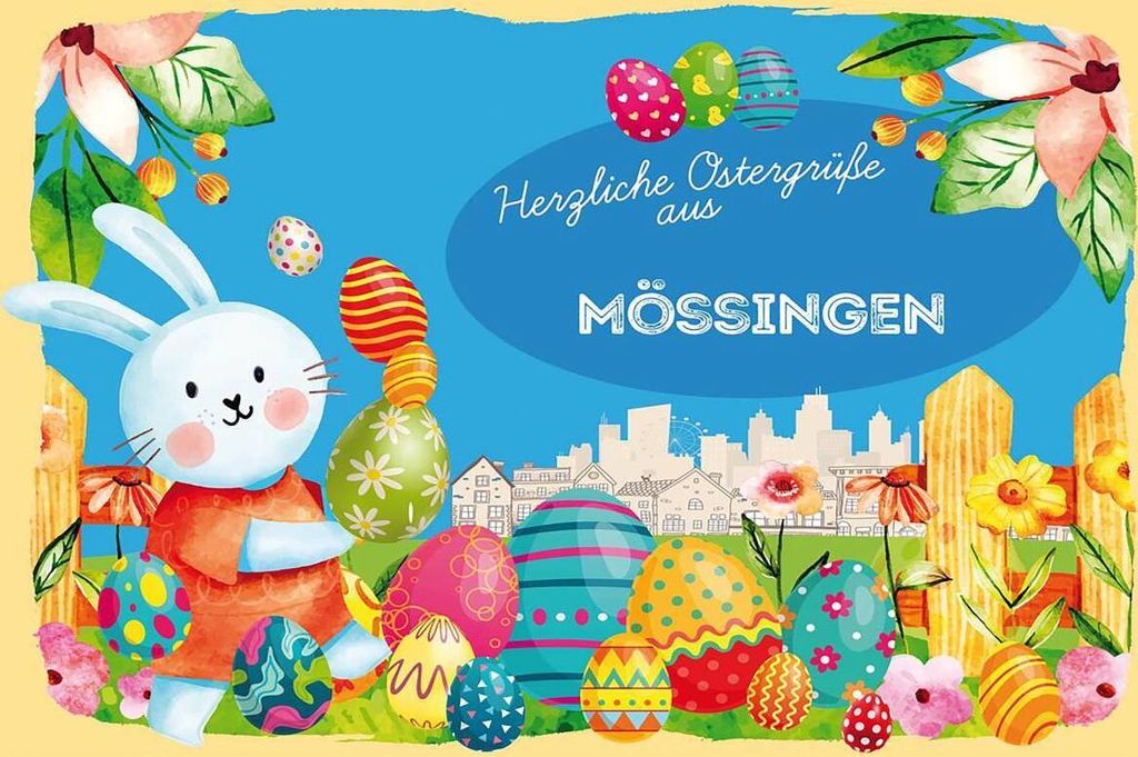 vianmo Holzschild 12x18 cm Ostergrüße MÖSSINGEN